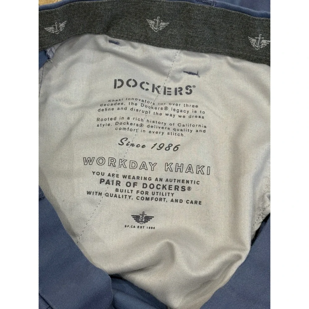 Dockers Workday Khaki Pants Mens 36 Blue Straight Fit Smart 360 Flex Chinos